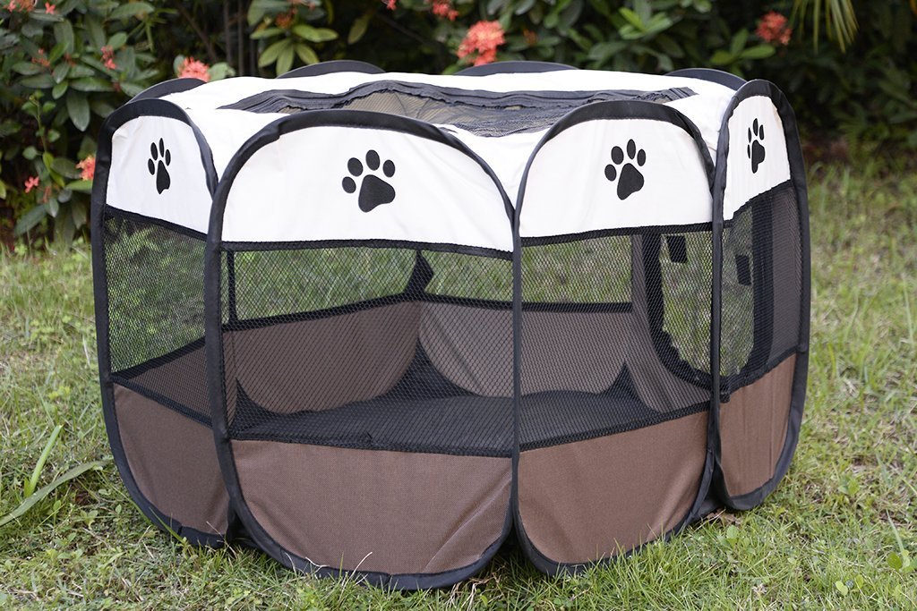 Amazon | ペット 八角形サークル 折り畳み 犬 猫 兼用 メッシュ屋根